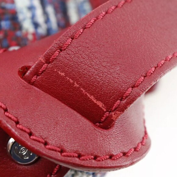 CHANEL One Belt Shoulder Bag Clover charm Red tweed Women - Picture 8 of 12